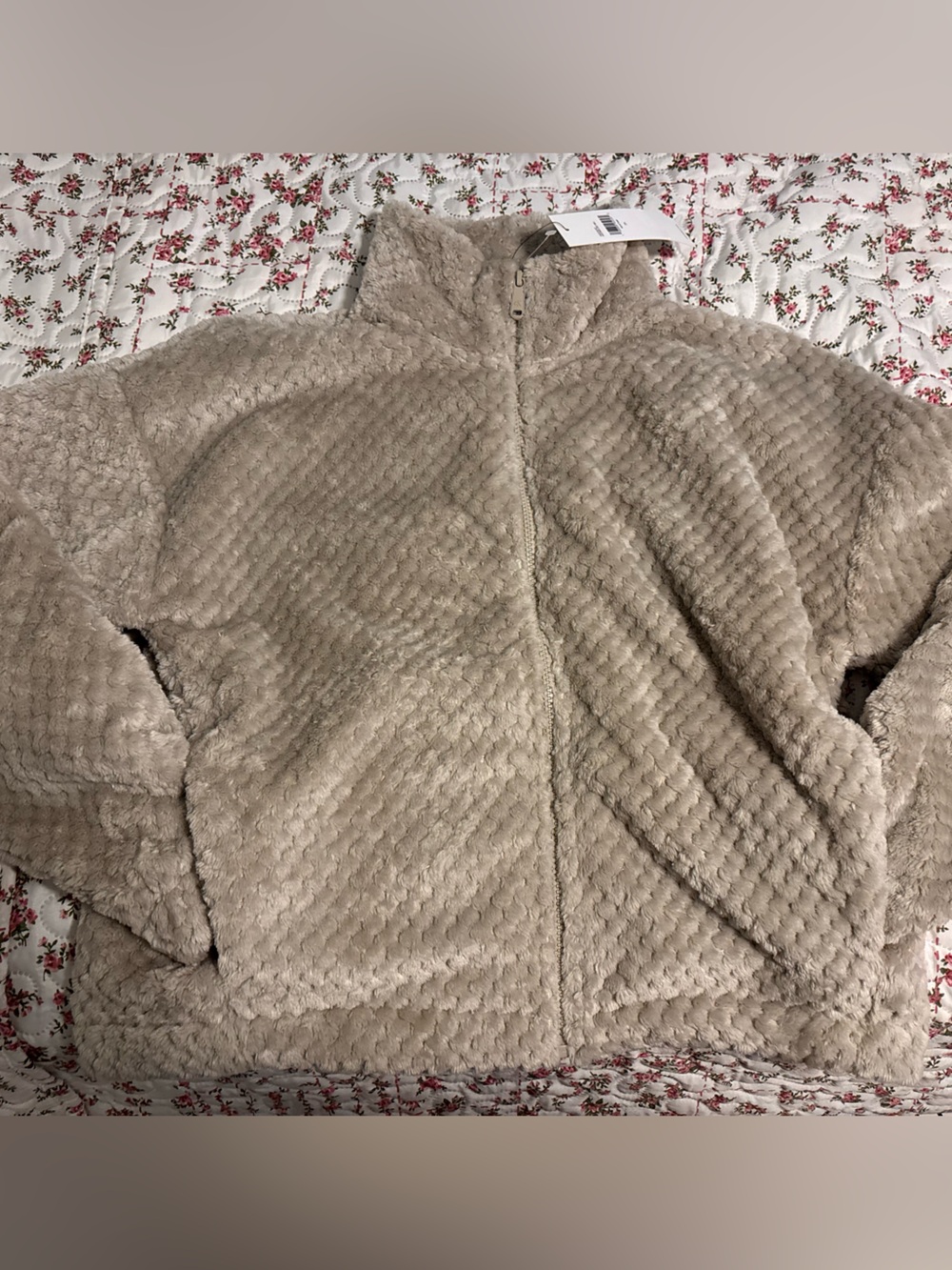 Calvin Klein Plush Sherpa Jacket in Light Beige